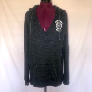 Abercrombie & Fitch Blue pullover Hoodie Tunic raw edges Soft cotton poly blend